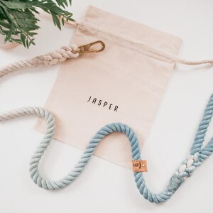 Personalised Blue Ombré Rope Dog Lead ~ Eco Pet Gift Customised Accessory