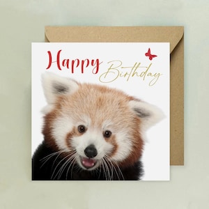 Carte joyeux anniversaire panda roux