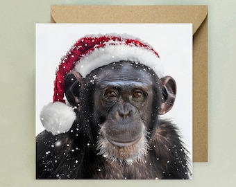Carte de Noël chimpanzé