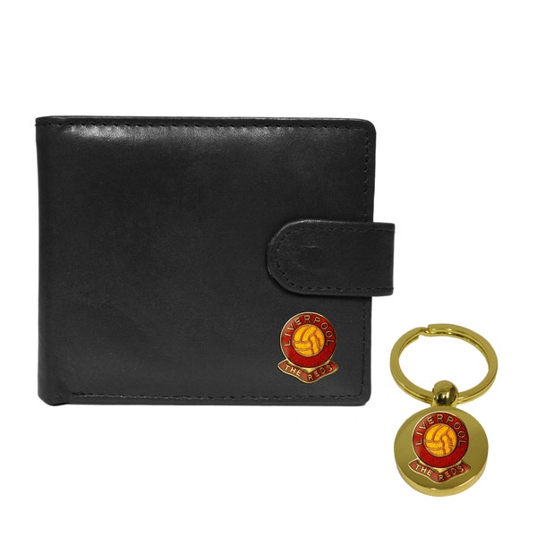 Liverpool football club black leather wallet and keyring gift set