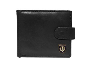 Quality black leather Scottish thistle wallet