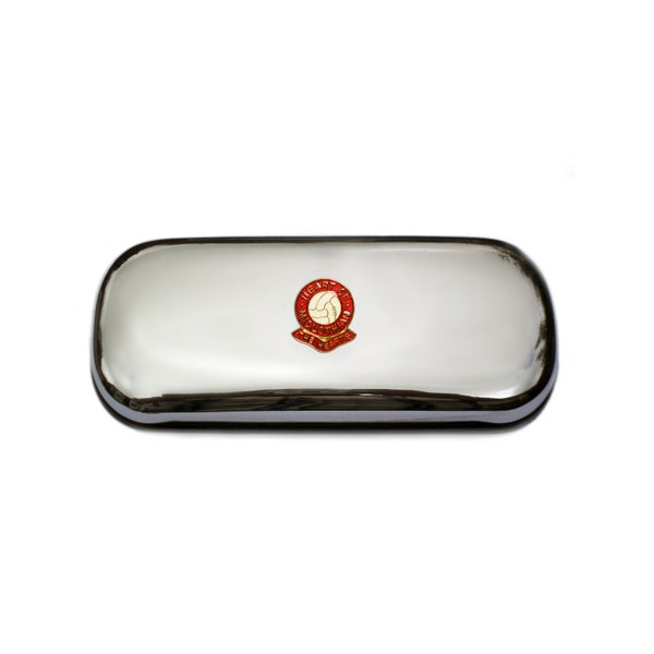 Heart of Midlothian football club polished chrome glasses case