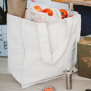 Organic Cotton Tote for Bulk Shopping - 6 Interior Pockets