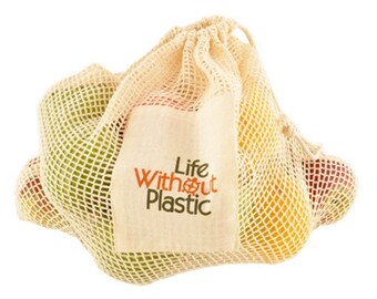 Set of 4 - Organic Cotton Mesh Plastic Free Produce Bag - Large