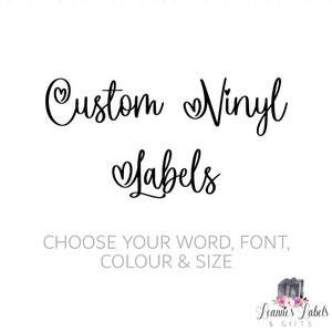 Personalised vinyl labels, Custom Vinyl Labels, Personalised Vinyl Name Labels, Custom word Decals