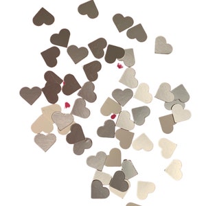 Silver heart Confetti, Silver heart table scatter, silver heart scrapbook pieces, Engagement party confetti, Silver confetti