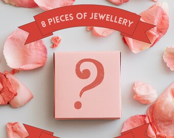 Sieraden Mystery Boxes - 925 Sterling Zilver & 14k Vergulde Ketting Oorbellen Sieraden Cadeau. Lucky Dip sieraden cadeau voor haar. 8 stuks