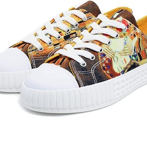 Klimt The Kiss Sneakers, Women&#39;s Low Top Canvas Shoes by Maspis Klassik
