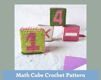 Crochet instructions number cubes - math cubes for practicing maths - digital instructions for math cubes  - Montessori cubes