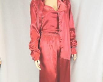 Luxurious Satin Wide-Leg Straight Trousers for Loungewear and Home Comfort