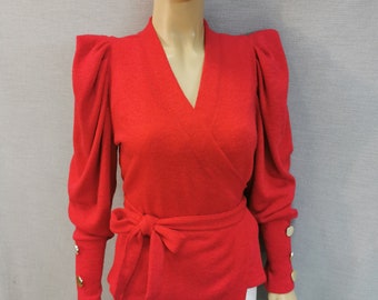 Red Edwardian blouse. Red Victorian blouse. Red Wrap blouse