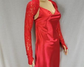 Elegant Red Lace Wedding Bolero with Long Sleeves - Bridal Shrug Cover-Up for Special Occasions