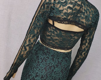 Bolero lace arm sleeves Sleeves and Shrug Openwork green bolero Long sleeves bolero Bolero longsleeves Black lace bolero