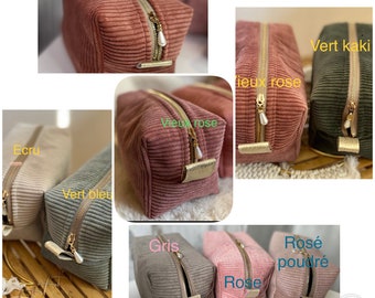 Chic and elegant corduroy makeup toiletry bag