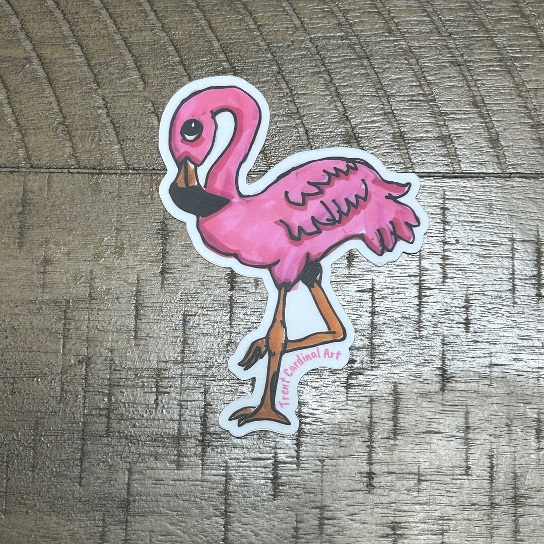 Pink Flamingo Vinyl Sticker – Cute 4” Tropical Bird Decal for Water ...