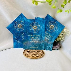 Conjunto de 12 tarjetas de afirmación impresas en azul y verde A6 / afirmaciones de abundancia / herramienta de visualización / mentalidad de prosperidad / manifestación