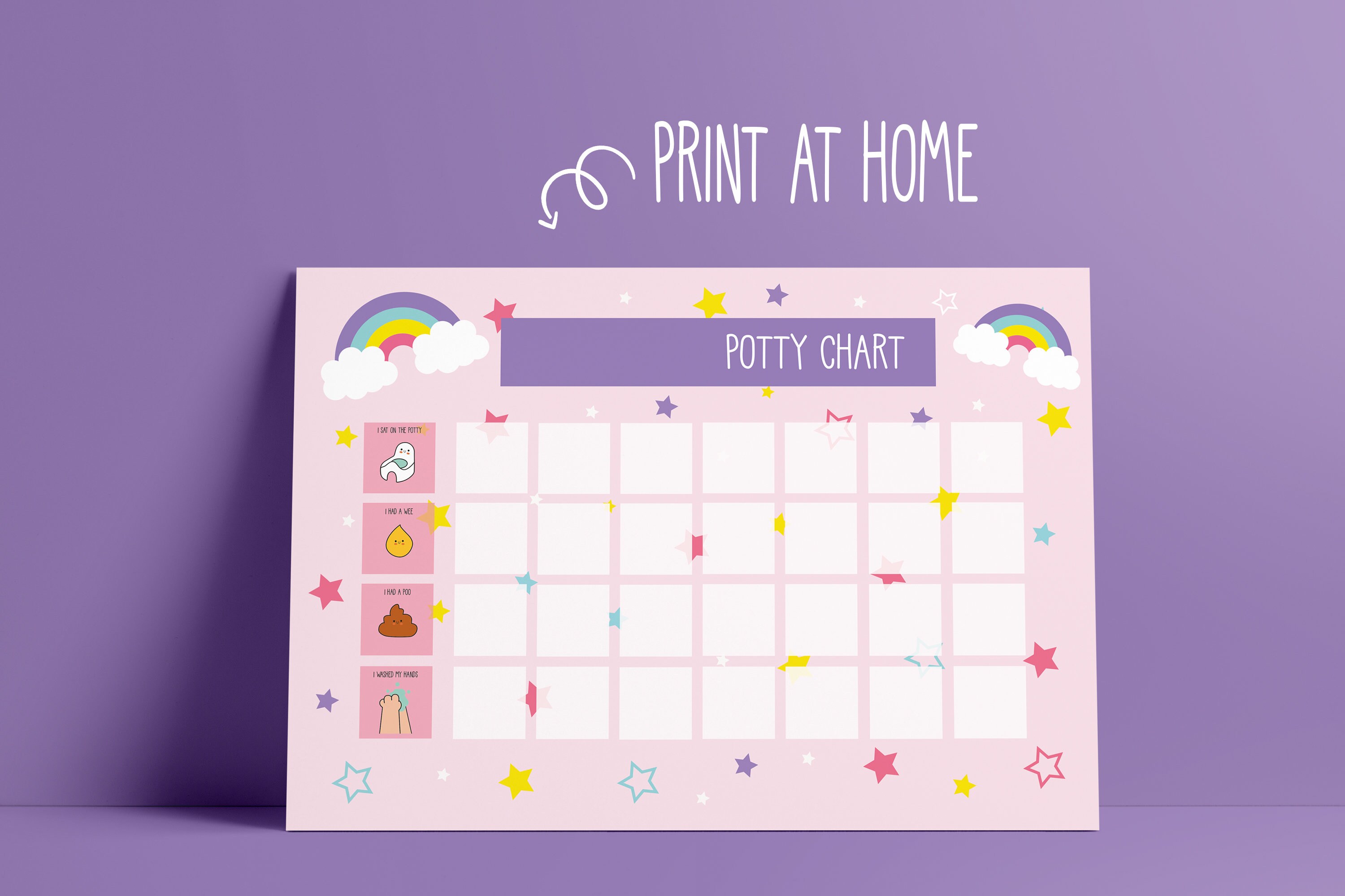 Potty Training Chart for Girl Bathroom Sticker Chart Toddler Etsy