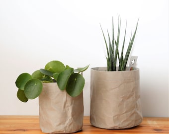 Wasbare papieren opbergmanden: milieuvriendelijke opberger voor in huis (set van 2, grijs)