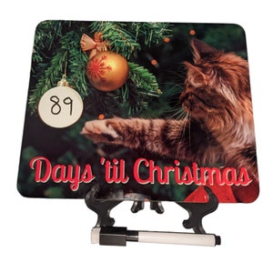 Cat with Ornaments Christmas Countdown Advent Calendar Dry Erase Board