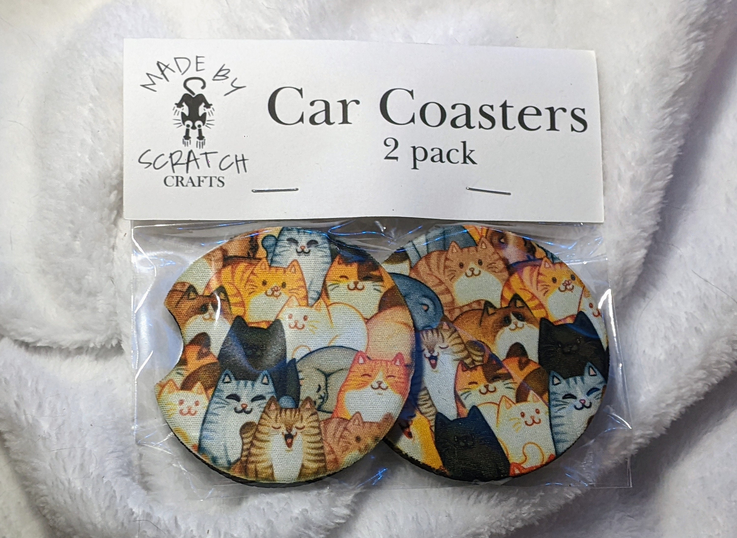 Crochet Cat Coasters Set 2 Pieces/set 1 Cat Face and 1 Cat Butt