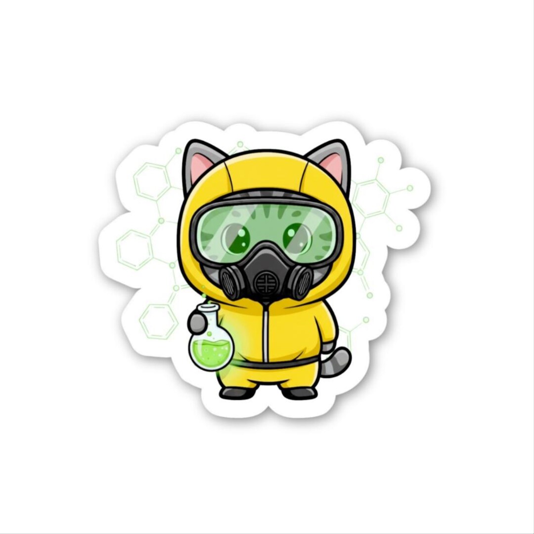 Hazmat Cat Sticker: Chemistry Lab Kitty Vinyl Decal - Waterproof - Etsy