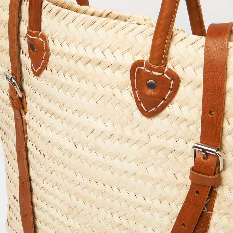 Straw Backpack With a Leather Fruit Basket Beach Backpack - Etsy