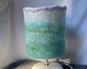 Felted lamp, Teal lamp, Mix media lampshade