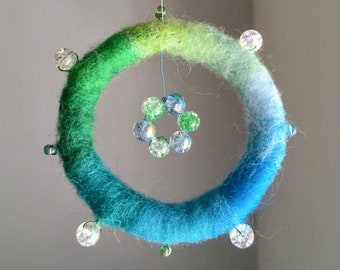 Felted Sun Catcher, Reflective ornament