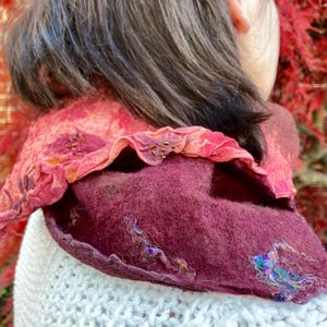 Neck warmer, Nuno felted neck warmer, Infinity scarf, Merion wool and silk scarf, Loop Scarf