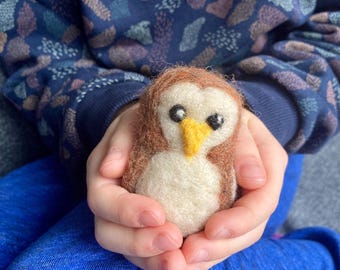 Felted owl figurine