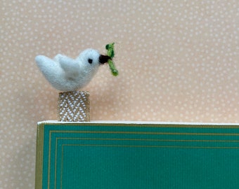 Peace Dove Bookmark, Felted bird Bookmark