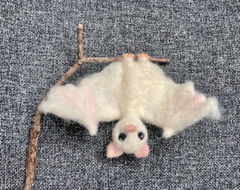Felted bat, Albino bat, Whimsical  animal creature