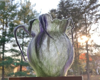 Felted lantern, Floral delicate motive