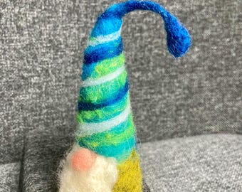 Sparkly felted gnome figurine, Whimsical Gnome Friend