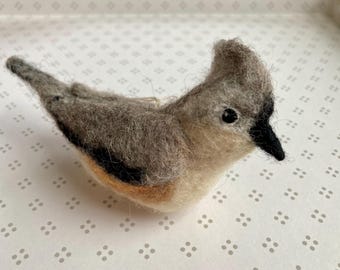 Felted Bird, Titmouse ornament