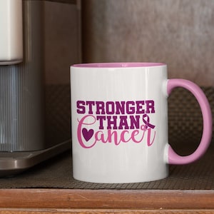 Breast Cancer Stronger - White with Colored Inside and Handle 11 oz. Coffee mug