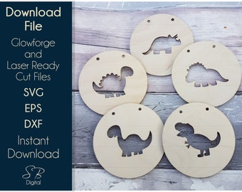 恐竜の旗 - 木製保育園旗ファイル - レーザー対応テンプレート - SVG カットファイル - Glowforge Digital ダウンロード