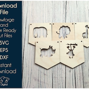 Safari Girlande - Kinderzimmer Wimpeldatei aus Holz - Laserfertige Vorlage - SVG Plotterdatei - Glowforge Digital DOWNLOAD
