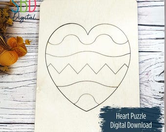 Valentine's Heart Puzzle - Wooden Puzzle File - Laser Ready Template - SVG Cutting File - Glowforge Digital DOWNLOAD
