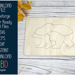 Bär Puzzle - Holz Puzzle Datei - Laser Ready Template - SVG Schneidedatei - Glowforge Digital DOWNLOAD