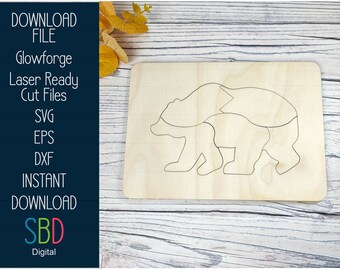 クマのパズル - 木製パズルファイル - レーザー対応テンプレート - SVG カッティングファイル - Glowforge Digital ダウンロード