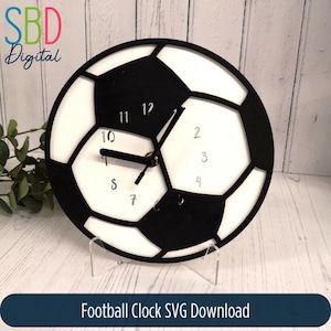 Fußball Uhr SVG - Holzuhr Datei - Kinderzimmer Uhr Laser Datei - Laser bereit Vorlage - SVG Schneiddatei - Glowforge Digitaler DOWNLOAD