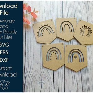 Regenbogen Bunting - Kinderzimmer Wimpeldatei aus Holz - Laserfertige Vorlage - SVG Plotterdatei - Glowforge Digital DOWNLOAD