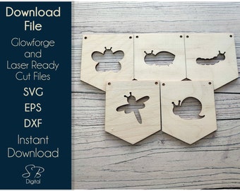 ミニビーストバンティング - 木製保育園バンティングファイル - レーザー対応テンプレート - SVG カッティングファイル - Glowforge Digital ダウンロード
