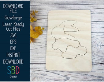 イースター ラビット パズル - 木製イースター パズル ファイル - レーザー対応テンプレート - SVG カット ファイル - Glowforge Digital ダウンロード