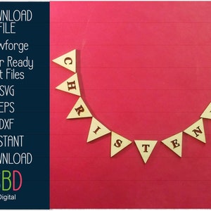Taufe Wimpelkette - Holz Wimpelkette Datei - Laser Ready Template - SVG Schneidedatei - Glowforge Digital DOWNLOAD
