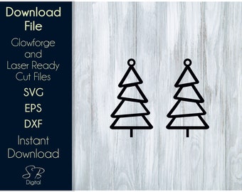 幾何学的なクリスマスツリーのイヤリングのテンプレート • クリスマスツリーのジュエリー • レーザーテンプレート • SVG カットファイル • Glowforge Digital ダウンロード