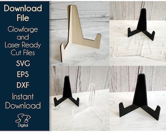 レーザー対応ディスプレイスタンド - イーゼルディスプレイ - SVG カッティングファイル - Glowforge Digital ダウンロード