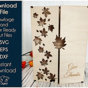 Cartão de Ação de Graças - Arquivo de cartão de agradecimento de madeira - Modelo pronto para laser - Arquivo de corte SVG - Glowforge Digital DOWNLOAD