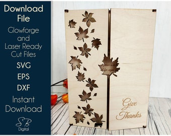 感謝祭カード - 木製の感謝祭カードファイル - レーザー対応テンプレート - SVG カットファイル - Glowforge Digital ダウンロード